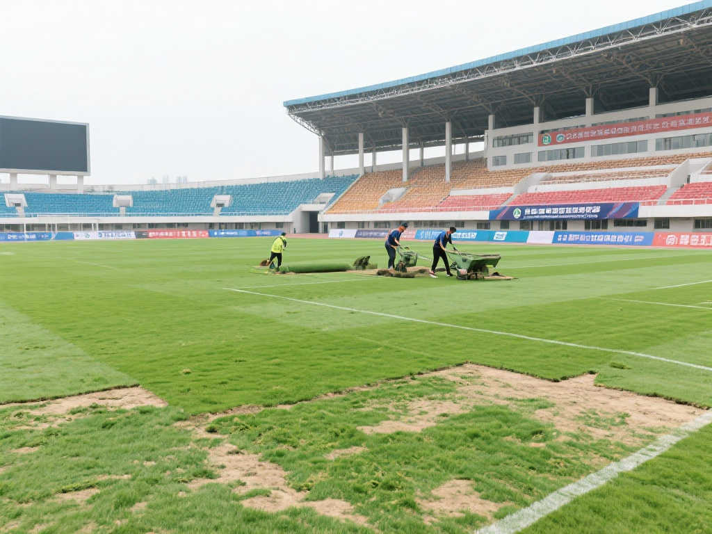 记者:青岛西海岸主场草坪首次更换,逾一个月无主场比赛后焕新登场 记者:青岛西海岸主场草坪首次更换,逾一个月无主场比赛后焕新登场